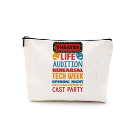 Theatre Life Cosmetic Bag Makeup Bag Pouch Theater Gifts Musical Theatre Drama Lover Gifts Comedy Tragedy Mask Bag for Women Actor Actress Teacher Friends Sister Bestie Mom Beach Birthday Graduation