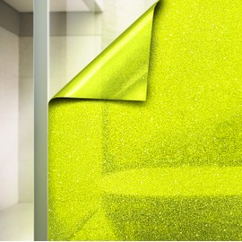 VViViD Bright Yellow Crystal Tint Frosted Decorative Two-Way Privacy Window Adhesive Vinyl Film Roll (17.9in by 60in)