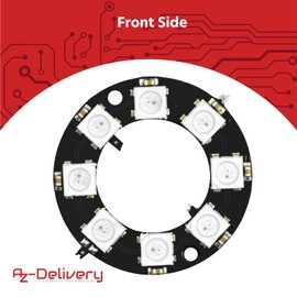 AZDelivery RGB LED Ring 8 Bit WS2812 5050 RGB LED + Integrated Driver RGB Light Module Compatible with Arduino and Raspberry Pi
