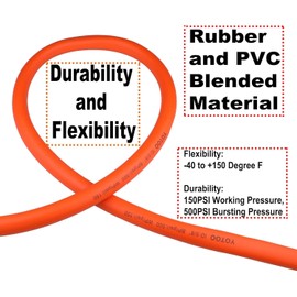 YOTOO - Manguera de agua híbrida de jardín resistente de 5/8 pulgadas por 10 pies, 150 PSI, resistente a la torcedura, flexible para todo tipo de clima, con mango giratorio y accesorios de latón macizo GHT de 3/4 pulgadas, color naranja