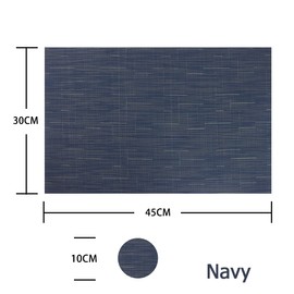 BECHEN Vinyl Placemats and Coasters,Washable Table Mats Easy to Clean Woven Placemats for Dining Table Set of 4(Navy Blue)