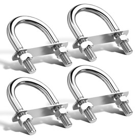 4Pcs M6 U Bolts, 1 Inch Wide Round Galvanized Carbon Steel Bolts with Nut, Washer, Plate, U Clamp Great for Machinery Supports, Pipes, Rigging and Industrial Steel Structures(25mm*70mm)