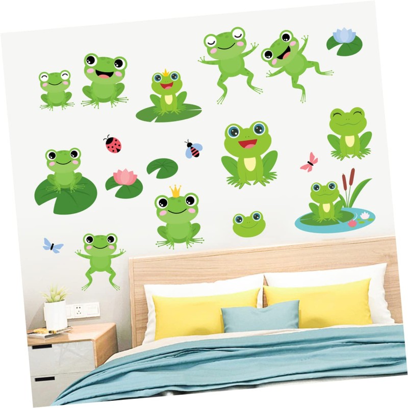 HAPINARY Cute Frog Wall Decals 4 Sheets Frog Wall Sticker
