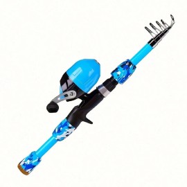 Best Two Section Spinning Rod With Reel Combo Full Set Heavy Duty Children Fishing Rod and Reel SetLength: 1.5m(4.92ft), Color: blue and orange fishing pole kit