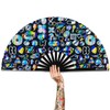 Raveahem Large Folding Fan, 13 Inch Clack Rave Fan Hand