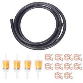 Glarks 15Pcs 6 Feet Length 5/16" ID Fuel Line and Fuel Filters with Hose Clamps Assortment Kit Compatible with Kawasaki Kohler Briggs & Stratton Most Gas Diesel Powersports Small Engines