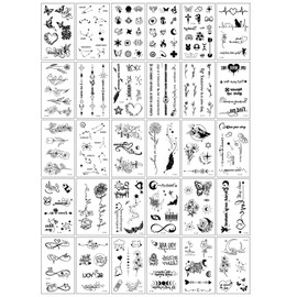 30 Sheets Temporary Tattoos Stickers, Waterproof Flower Birds Star Anchor Rose Tatoo Body Art Sticker Cover Up Set, Temporary Tattoo Fake Tattoos Sets for Adult Men Women Kids Boy Girls Face Tattoo
