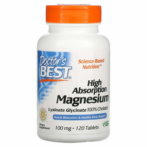Doctor's Best High Absorption 100% Chelated Magnesium 120 tablets