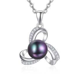 AENEAS Black Pearl Necklaces for Women Sterling Silver Celtic knot Pearl Pendant Necklace Cultured Pearl Jewelry for Wife Gifts