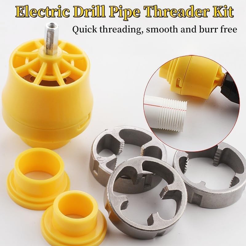 Electric Drill Compatible PVC Pipe Threader Kit, PVC Pipe Threader