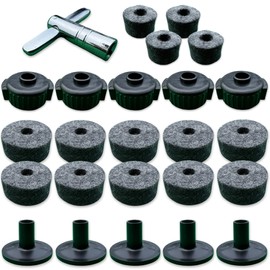 Rhythm Bytes 25pcs Cymbal Replacement Accessories | 10 Cymbal Stand Felts | 5 Quick Release Wing Nuts | 5 Cymbal Sleeves | 4 Clutch Felts & 1 Drum Key T-Shape | Cymbal Stand Parts & Drums Accessories