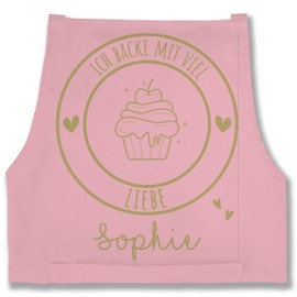 Geschenk mit Namen personalisiert by Shirtracer - Apron - Baking Apron - Ich backe mit viel Liebe I Gift Hobby Baker I Gift Baking, 3 Pink