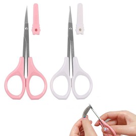 Doyime Eyebrow Scissors, Eyebrow Cutter, Eyebrow Cutter, Eyebrow Cutter, Eyebrow Cleaning, For Eyebrows, Double Eyelids, Makeup Scissors, Cuticle Scissors, Kit, Premium Stainless Steel, Resin Ring, Curved Blades, Sharp Blade, Rust Prevention, Lightweight
