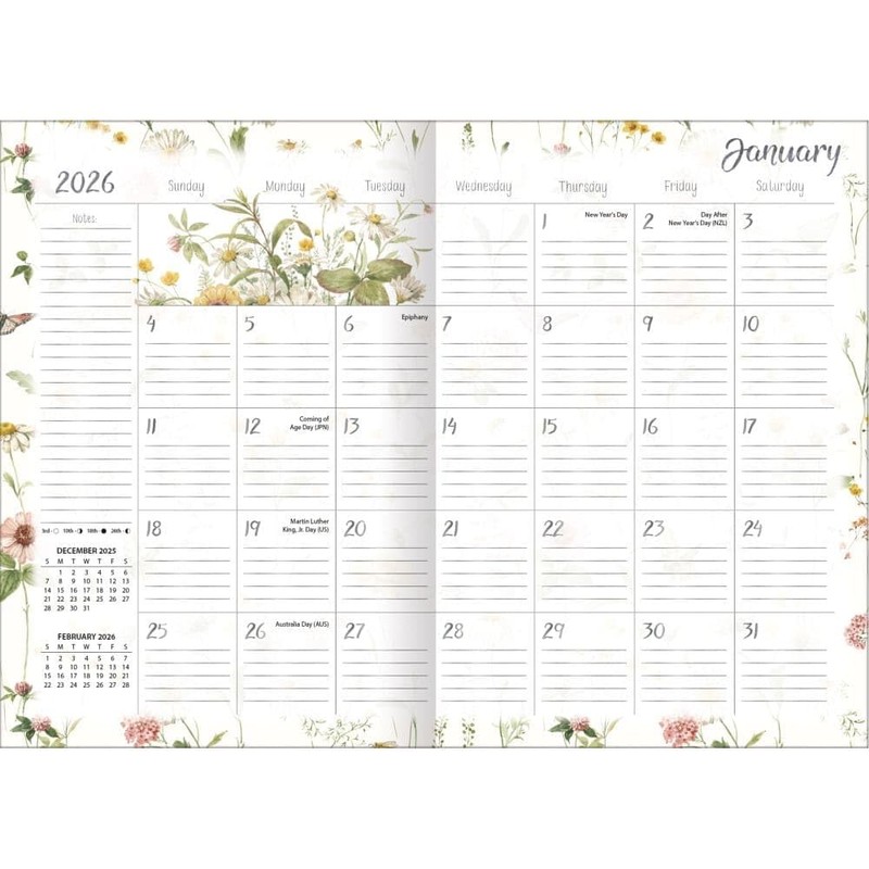 Lang Companies, Watercolor Seasons Monthly 2026 Pocket Planner, 4.9'' X