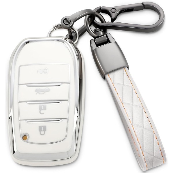 COTIYBOK for Toyota Key Fob Cover,Leather Keychain Soft TPU Protection