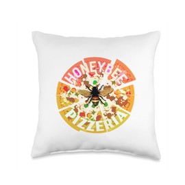 Cozy Bee Tees Honeybee Pizzeria Throw Pillow, 16x16, Multicolor