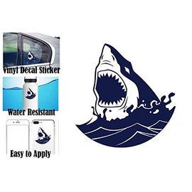 Cool Great White Shark Bite Ocean Scene Cartoon Vinyl Sticker