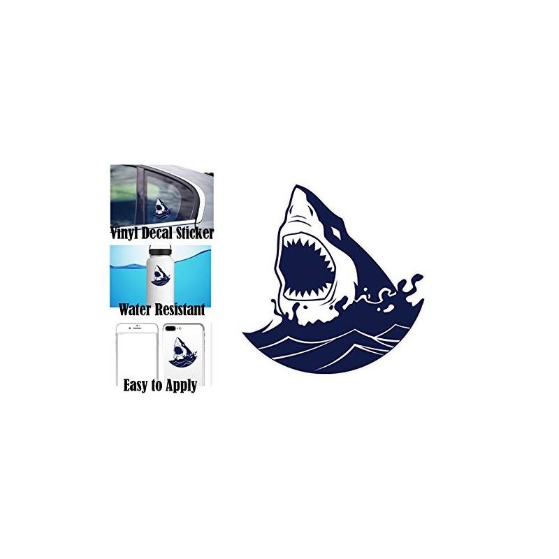 Cool Great White Shark Bite Ocean Scene Cartoon Vinyl Sticker