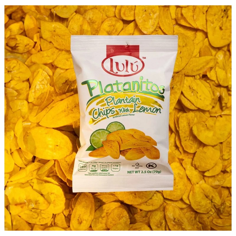 Lulu Platanitios Lemon Plantain Chips, 2.5 oz., 30 pk.
