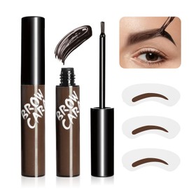 Anguishil Tattoo Peel Off Eyebrow Gel Tint - Brow Gel With Eyebrow Stencils, Long-lasting Waterproof Transfer-proof Eye Brow Tinting Kit For Fuller & Defined Looking Eyebrows (Dark Brown)