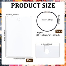 PH PandaHall 30pcs Sublimation Luggage Tag Blanks, Travel Bag Tags with 30 Stainless Steel Loop Plastic Suitcase Name Tag Luggage Labels Blank for Backpack Camping Travel Gifts ID Card Decoration