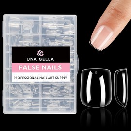 UNA GELLA Extra Short Square Nail Tips XS Short Square Gel X Nails Tips 216pcs Extra Short Press On Nails Full Cover Nail Tips 12 Sizes Clear Fake Nails Extension for Home DIY Nail Salon Soft Gel Tips