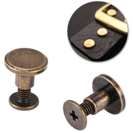 HEEPDD 20 Pieces Leather Craft Rivets, Durable Brass Thread Flat Head Screws Nail Rivet Leather Craft Repair DIY Supplies for Webbing Purse Wallet Handbag Decoration (6.5 mm)