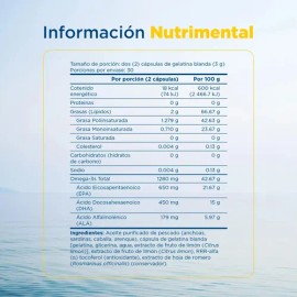 Nordic Naturals Suplemento Ultimate Omega, 1280 mg de Omega, 60cap Sabor Limón para 1 mes