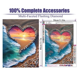 STGLCR Beach Diamond Painting Kits for Adults, 5D Love Diamond Art Kits for Beginners, DIY Full Round Drill Paint by Diamonds,Sunset Diamond Art Kits Diamond Dots Home Wall Decor 12 x 16 Inch