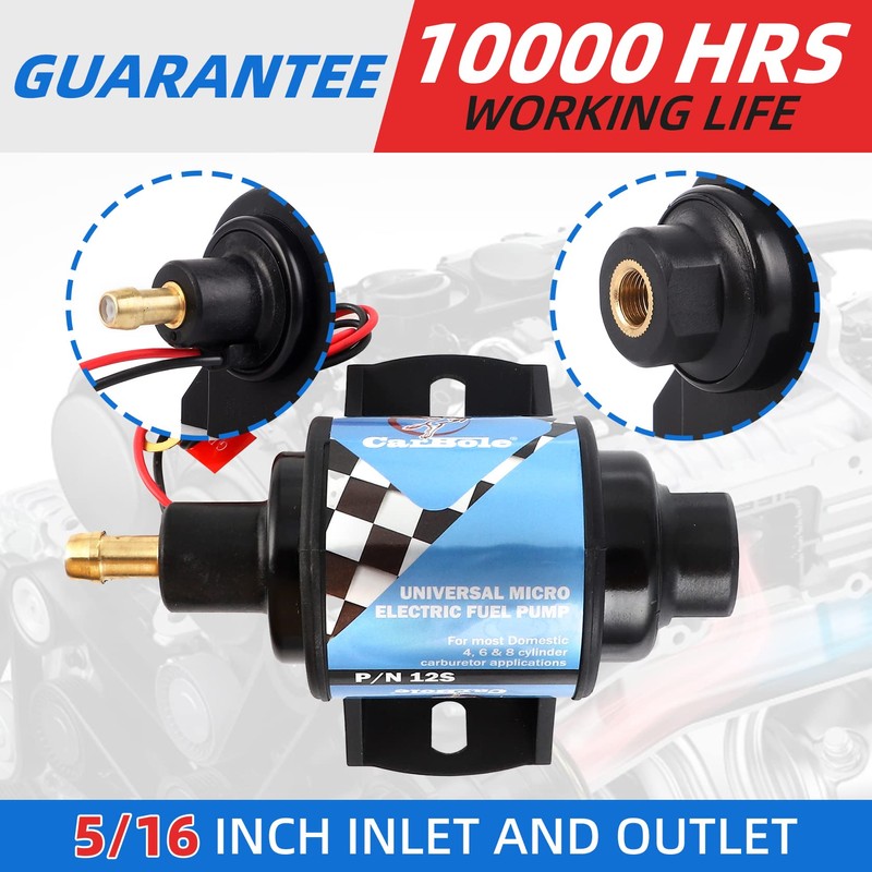 CarBole Micro Electric Gasoline Fuel Pump Universal 5/16 inch Inlet