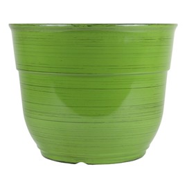 Garden Elements Indoor/Outdoor Glazed Brushed Happy Plastic Planter, Large, Dark Green, 15"