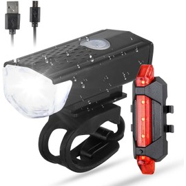 PeakTrend USB Rechargeable LED Bicycle Headlight Bike Front Rear Lamp Cycling Set Waterproof LED Bike Headlight Safety Bicycle Tail Light