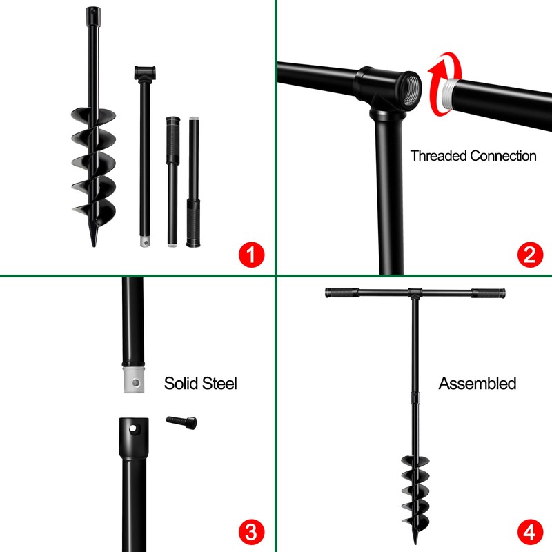 LONGRUN Hand Drill Auger Post Hole Digger, Manual Garden Hole