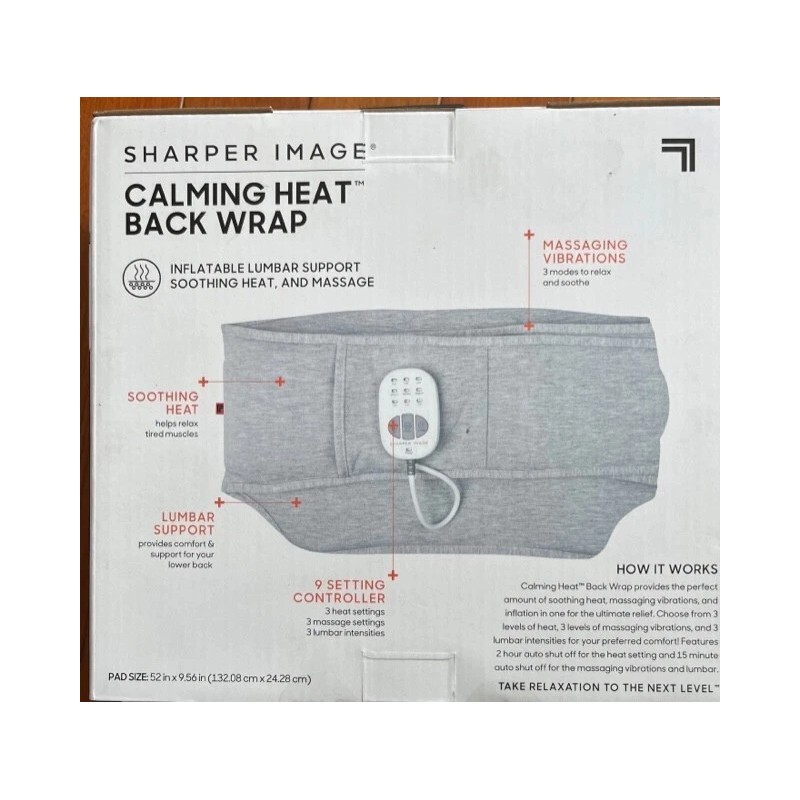 Sharper Image Back Wrap Pad CALMING HEATING MASSAGING INFLATABLE LUMBAR