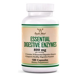 Double Wood Enzimas Digestivas 800mg Apoyo Digestión 180caps Sin Sabor