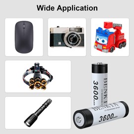 PAOWANG 18650 Rechargeable Battery 3.7v Li Batteries 3600mAh Button Top for Flashlights