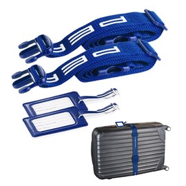 PEARL Suitcase Belts: Set of 2 Sturdy Luggage & Suitcase Straps 5 x 200 cm with Suitcase Tags (Suitcase Tie Down Strap, Luggage Straps, Travel Bags)