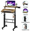 Klvied Rolling Mobile Desk with Cup Holder, Portable, Adjustable Height