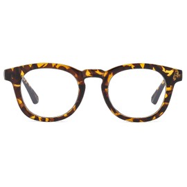 LJCZKA Blue Light Blocking Glasses for Men Women Retro Small Round Frame Computer Eyeglasses Anti Eyestrain Clear Frame (LeopardClear)