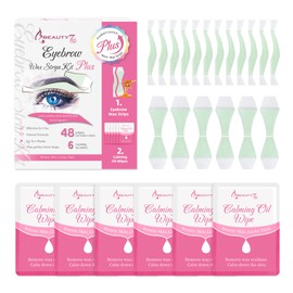 Beauty7 Eyebrow Hair Removal Sheets 48 Pieces 24 Pairs Large Capacity Wax Hair Removal for Eyebrows Facial Eyebrow Hair Removal Wax Sheets Hair Removal Tape Sensitive Skin Hair Removal Unwanted Hair