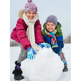 Eurzom 2 Pairs Kids Winter Ski Gloves,Waterproof Windproof Warm Gloves Cold Winter Gloves Unisex Warm Gloves for Boy Girl Skiing