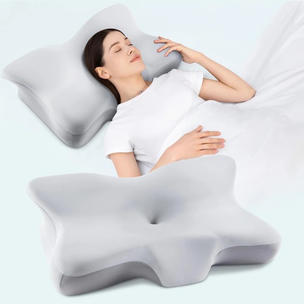 Silkena Cervical Neck Pillow for Pain Relief, Ergonomic Contour Memory