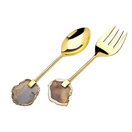 Godinger Silver Art Salad Set Agate Handle - Brass
