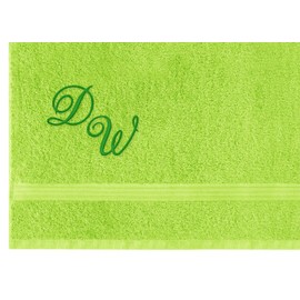 Lashuma Linz Cotton Towel with Monogram Stick Green Apple 50 x 100 cm