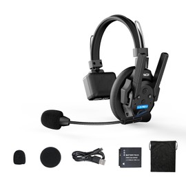 SYNCO Wireless Intercom Headset System, XTALK XPRO1 2.4GHz Full Duplex Wireless Headset with 24H 1640FT Team Communication Real-time Monitoring（1PC）