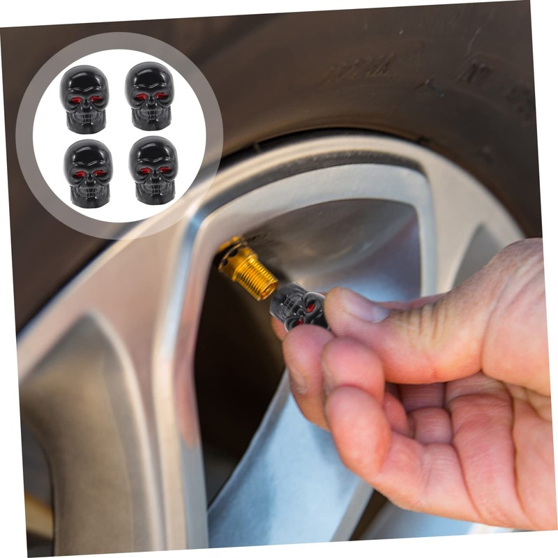 MAGICLULU 4pcs Skull Style Tire Valve Stem Caps Leak Truck