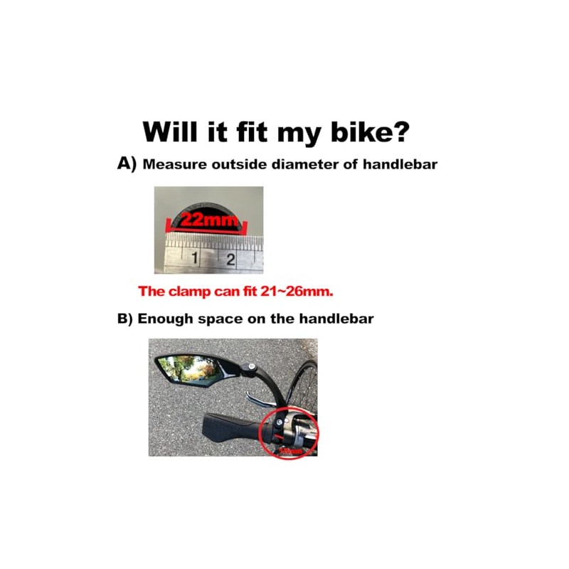 Hafny New Handlebar Bike Mirror, HD Blast-Resistant, Safe Crystal Clear
