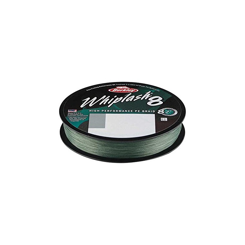 BERKLEY Whiplash 8 Braided Line, Moss Green, 0.14 mm, 19.2