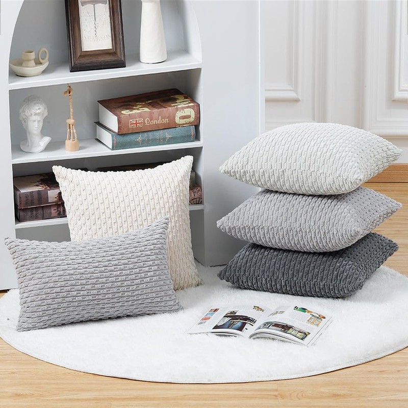 Madizz クッションカバー 2枚セット 柔らかい コーデュロイ 装飾的な 枕カバー 贅沢 スタイル クッションケース