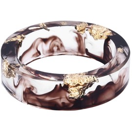 Jude Jewelers 8mm Ocean Style Transparent Plastic Resin Wedding Band Cocktail Party Ring (Brown, 7)